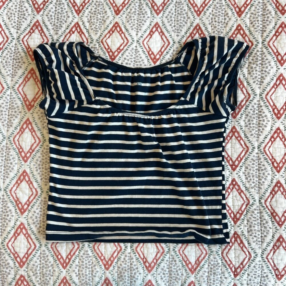 Brandy Melville Blue Striped Cropped Tank